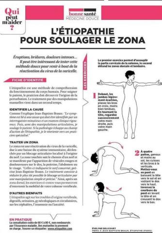 L'étiopathie peut soulager le zona (image issu du magazine "Pleine Vie"janvier 2017